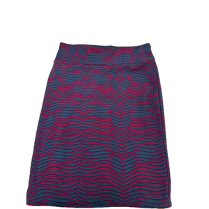 NWT LuLaRoe Cassie Pencil Skirt 2XL beautiful stretch blue and pink wave pattern